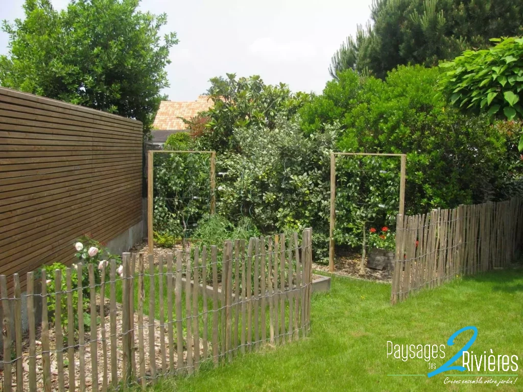 Potager de jardin avec panneau en bois - Paysagiste Nantes - Paysage des Deux Rivières